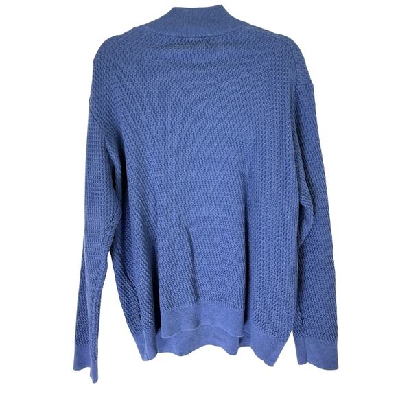 Tasso Elba Blue Long Sleevew 100% Cotton Knit 3/4 Zip Up Sweater Top Size XL - Picture 4 of 9
